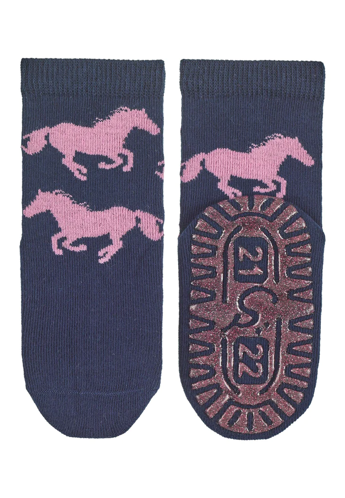 Sterntaler Fliesen Flitzer Stoppersocken Glitzer in Blau - Pferde