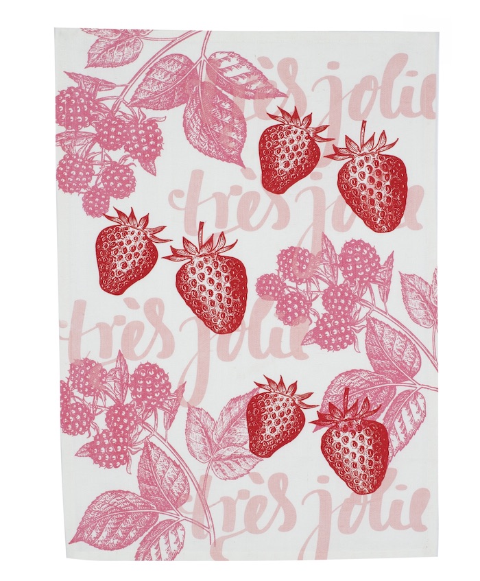 Overbeck & Friends Geschirrtuch Très Jolie Pink Erdbeeren