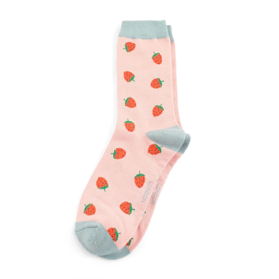 Miss Sparrow Bambus Socken in Rosa - Erdbeere