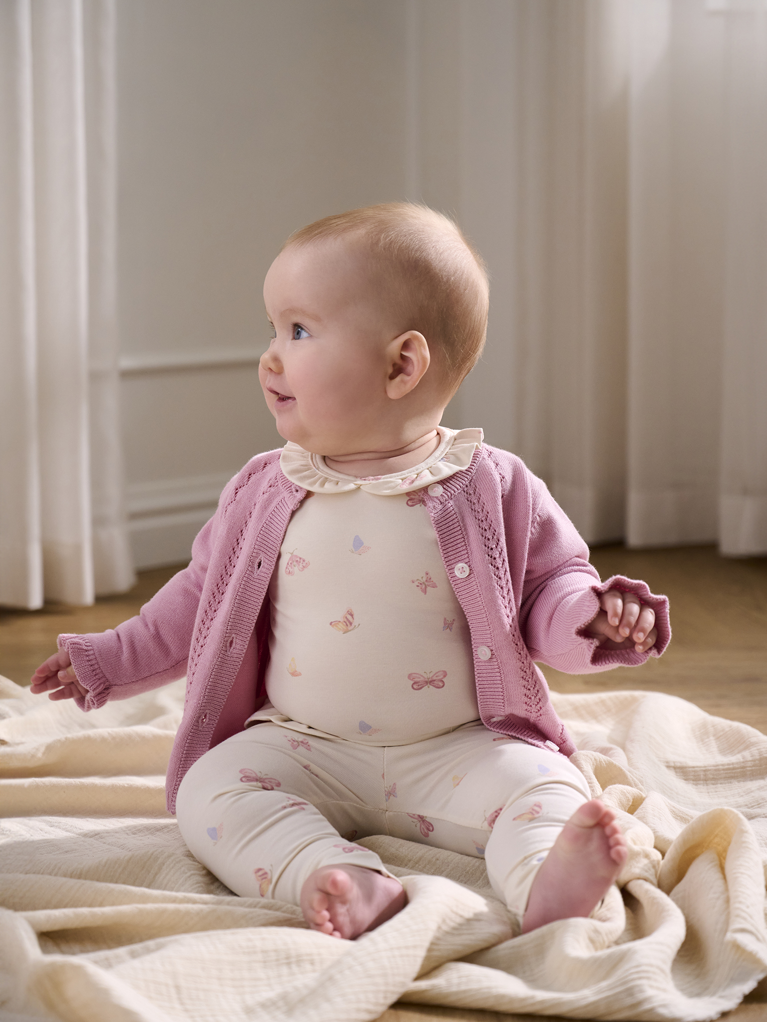 FIXONI Baby Strickjacke in Altrosa