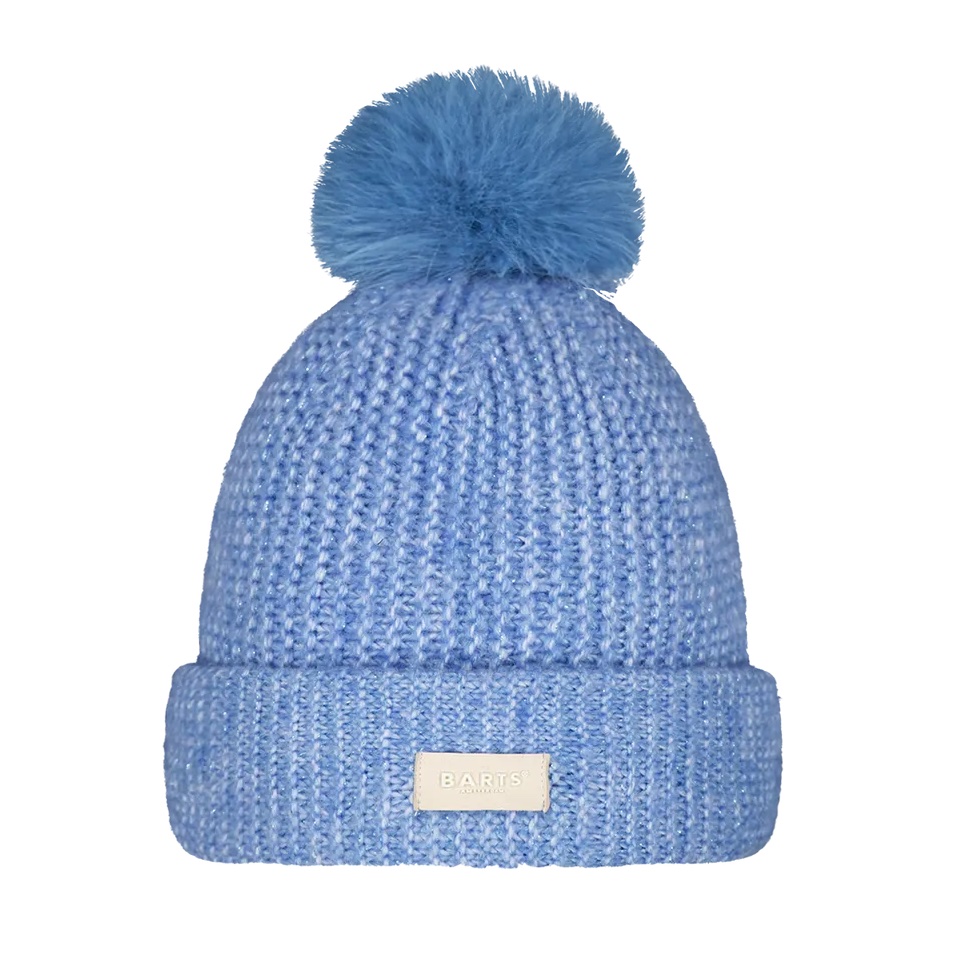 Barts Kids Meadew Beanie Mütze in Blau mit Faux Fell Bommel 