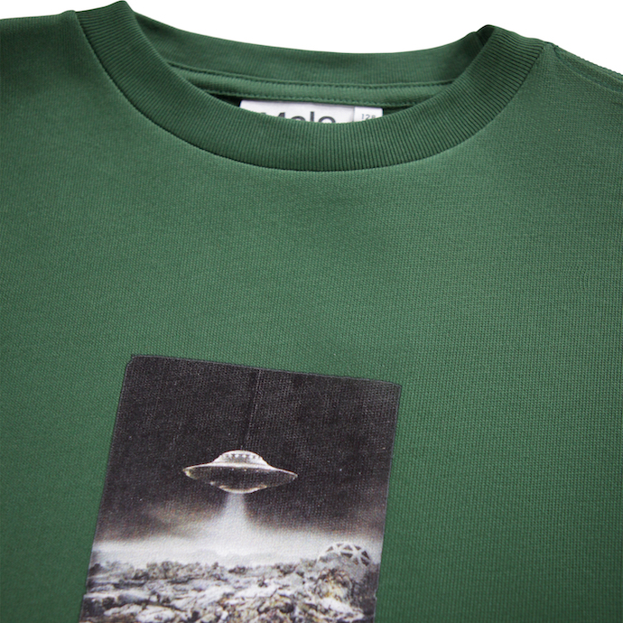 Molo Rube Langarm GOTS Bio-Baumwolle Pullover in Grün - Alien Spaceship