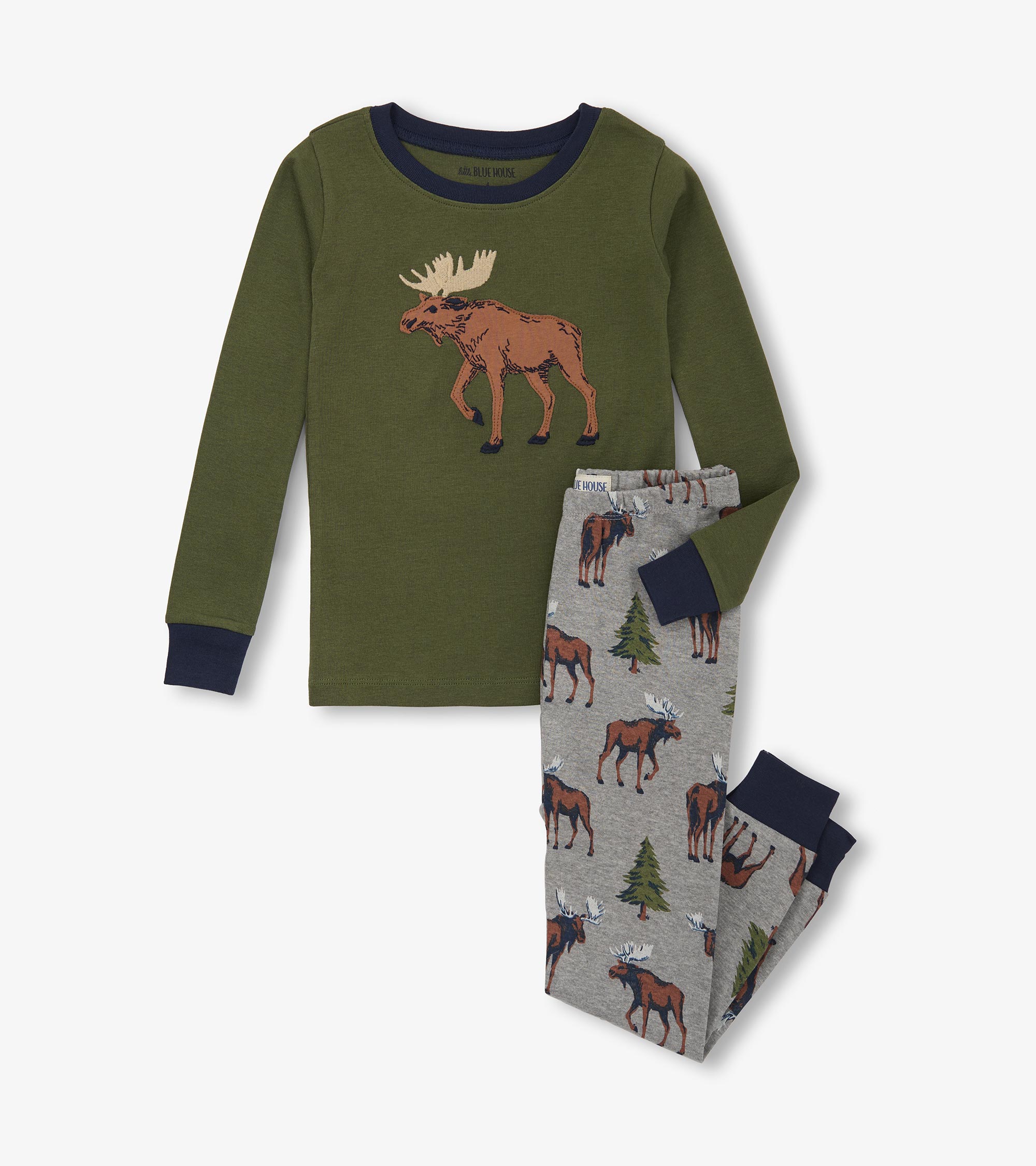 Little Blue House Pyjama in Oliv Grün - Wild Moose - Wilder Elch Little Blue House Pyjama in Oliv Grün - Wild Moose - Wilder Elch
