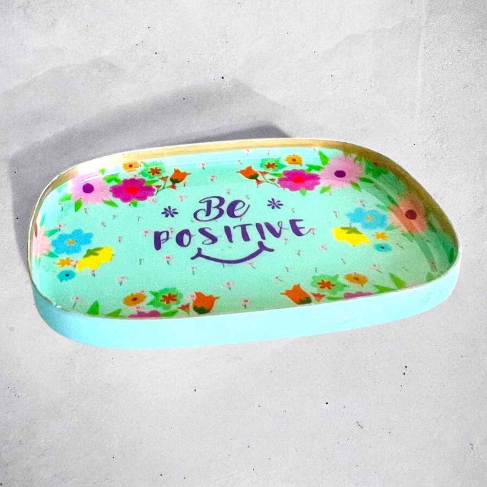 Noi Minischale in Mint mit Blumen - Be Positive