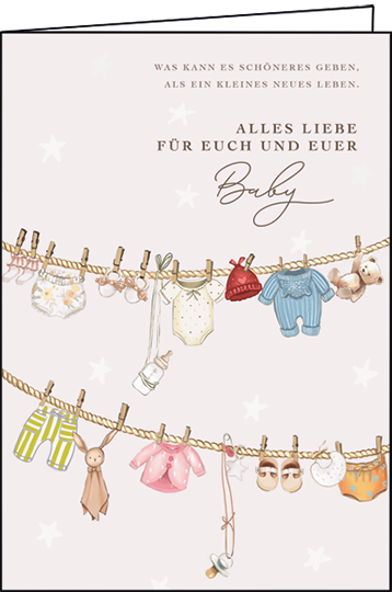 Edition Gollong Grußkarte zur Geburt - Wäscheleine - Alles Liebe Edition Gollong Grußkarte zur Geburt - Wäscheleine - Alles Liebe