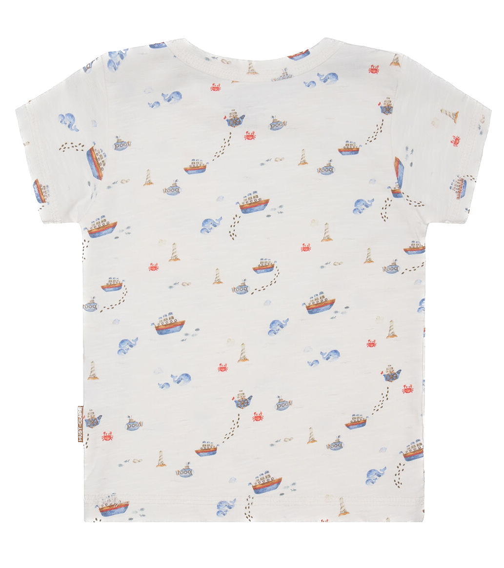 Hust & Claire August Kurzarm T-Shirt in Cream mit Schiffe Wale und U-Boote - SALE
