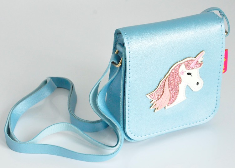 KisMe Umhängetasche Kunstleder in blau Metallic - Einhorn mit Glitzer