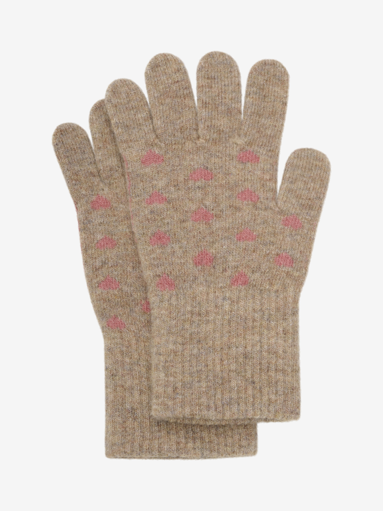 CeLaVi Woll-Fingerhandschuh 2er Pack in Brick Dust - Rosa und Sand mit Rosa Herzen CeLaVi Woll-Fingerhandschuh 2er Pack in Brick Dust - Rosa und Sand mit Rosa Herzen