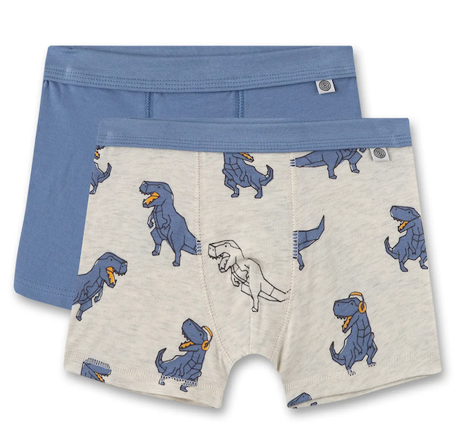 Sanetta Jungs Boxershorts 2er Set - Dino + Unifarben blau