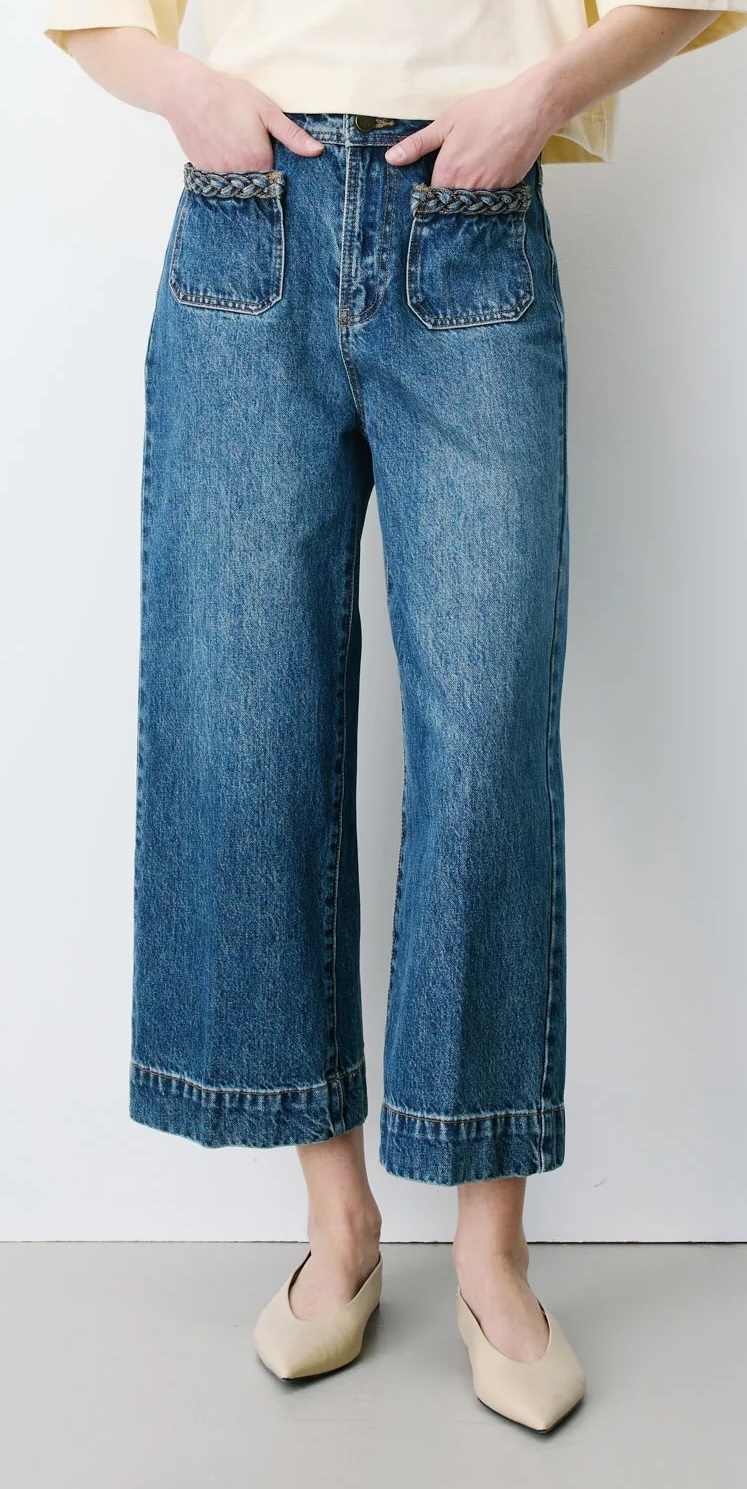 Grace & Mila Damen Jeans Johan - High-Waist cropped Jeans in Vintageblau