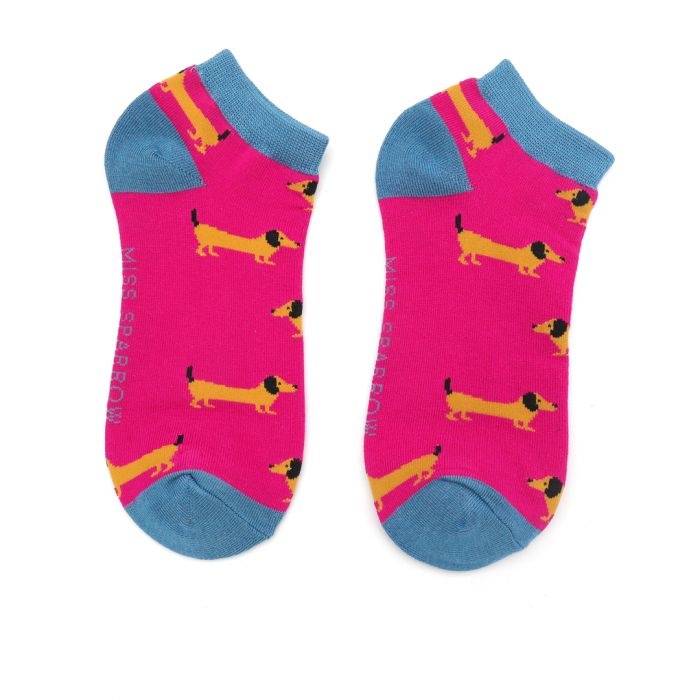 miss-sparrow-trainer-socken-bamboo-sausage-dog-hotH7Z9Si6lp8C09 Miss Sparrow Trainer Socken Bambus Füßlinge in Hot Pink - Dackel