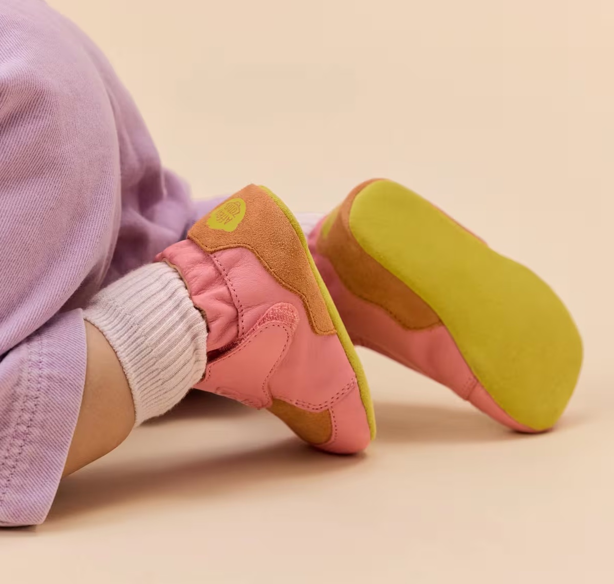 Affenzahn Krabbelschuh Leder Crawly in Rosa - Katze