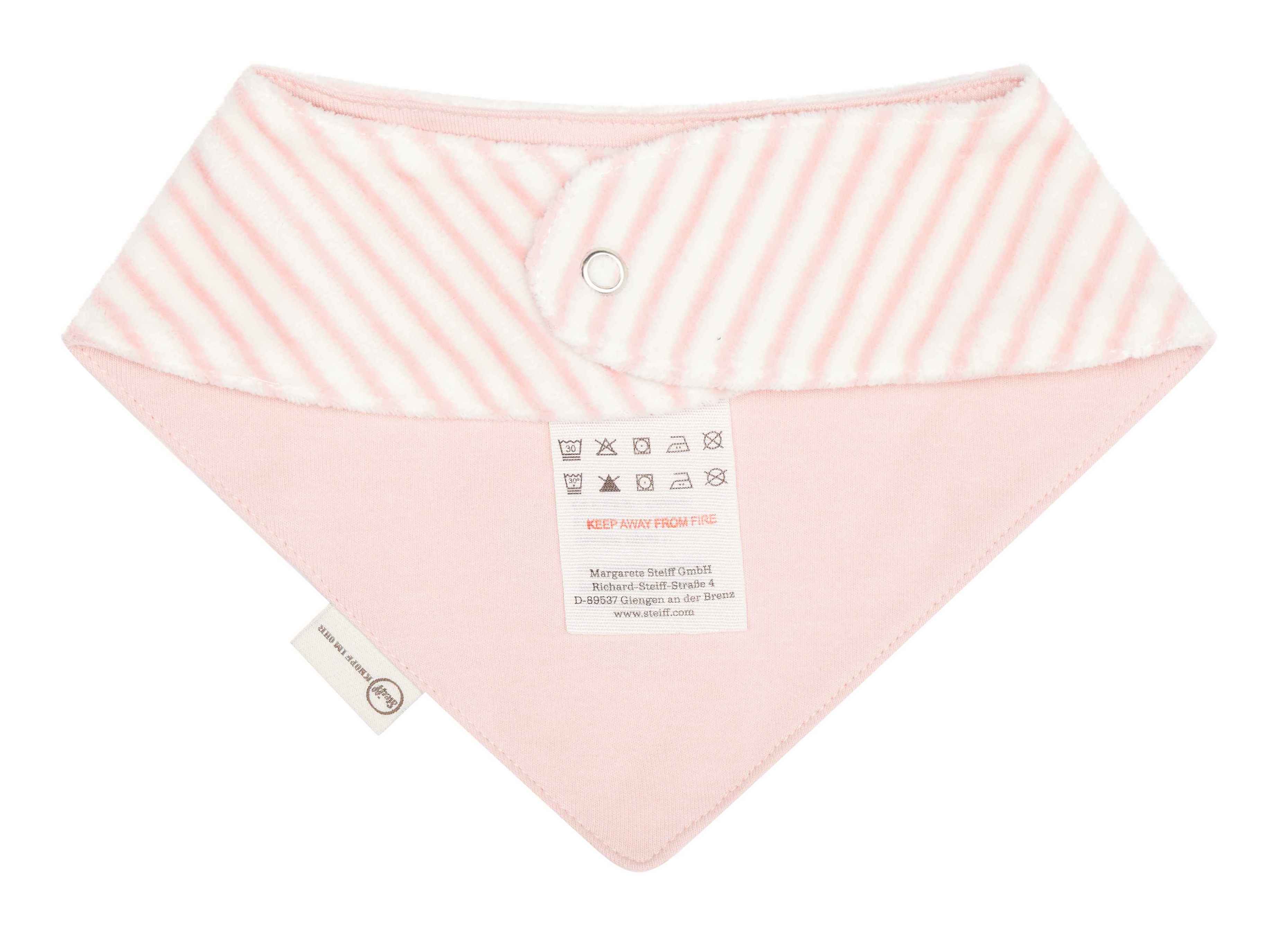 Steiff Dreieckstuch Nicki Velour Rosa & Weiß Gestreift