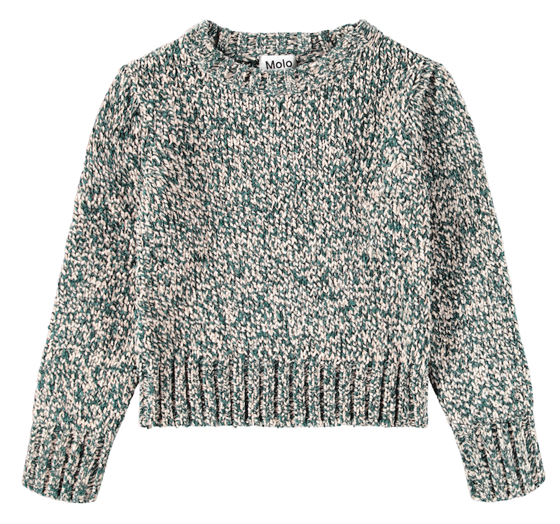 Molo Grett Chenille Strickpulli Pullover in Grün & Zartrosa