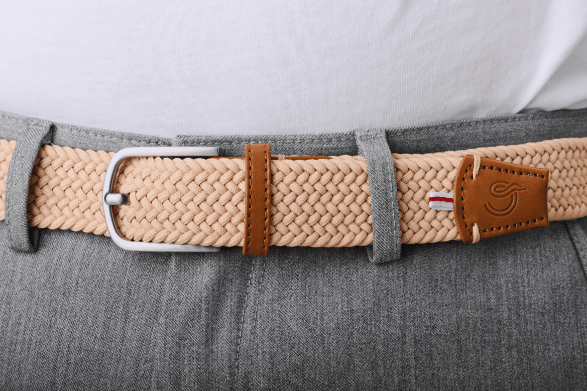 La Boucle BELLAGIO Herren Stretch Gürtel Mono Honey Beige