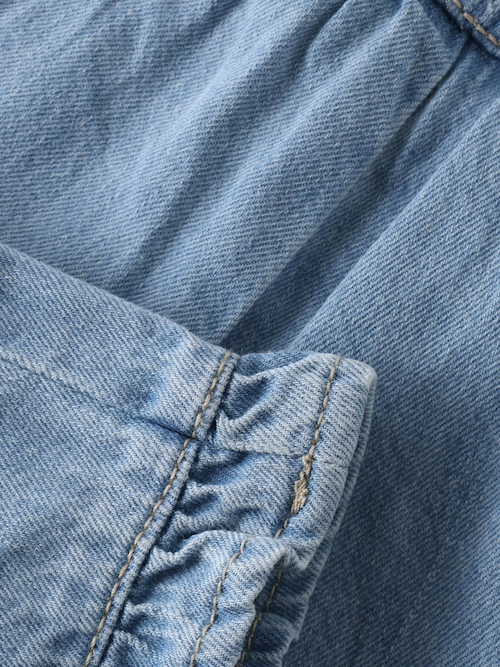 Noppies Wide Leg Jeanshose Hellblau mit Rüschen