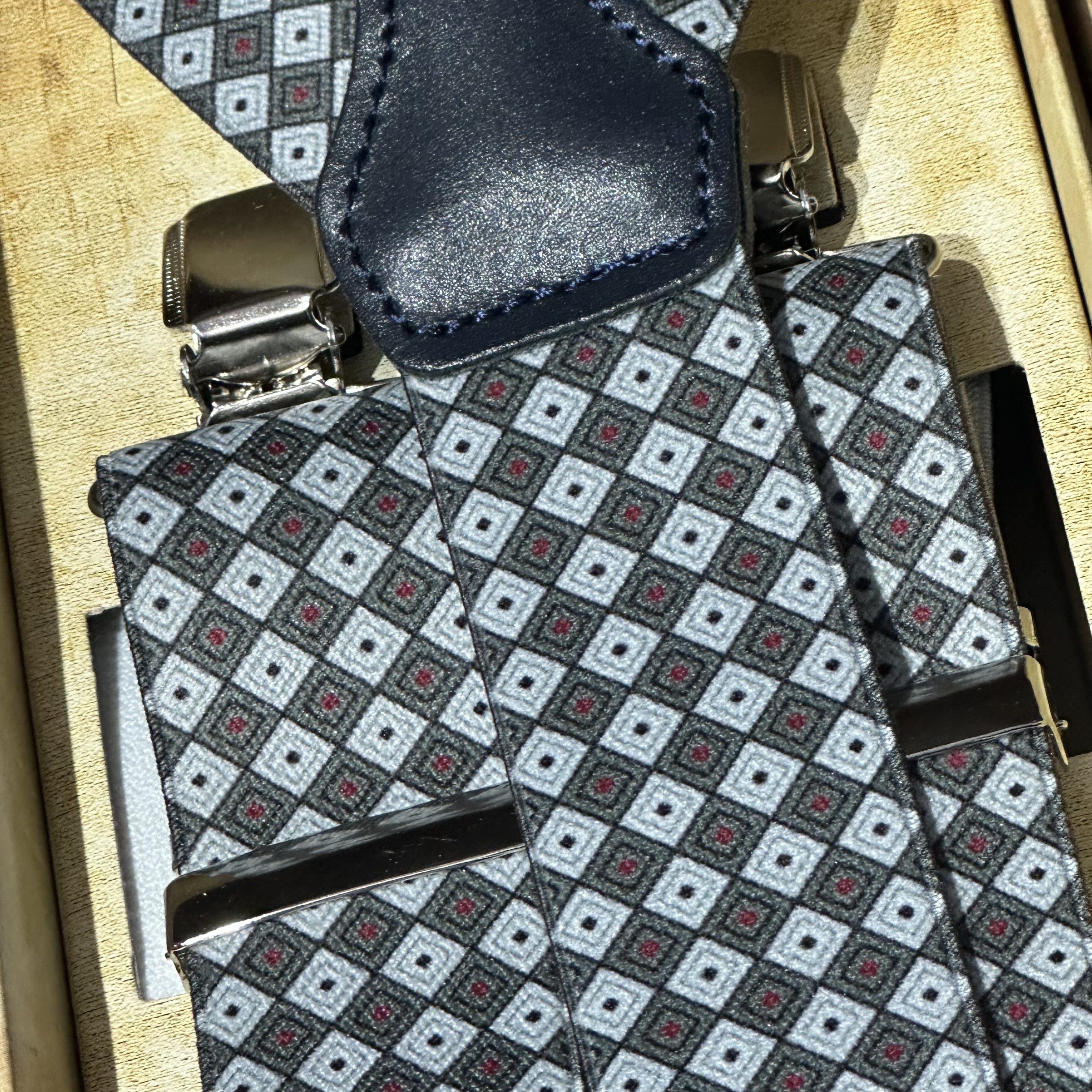 Acosta Herren Hosenträger/Suspenders - Schwarz/Grau gemustert