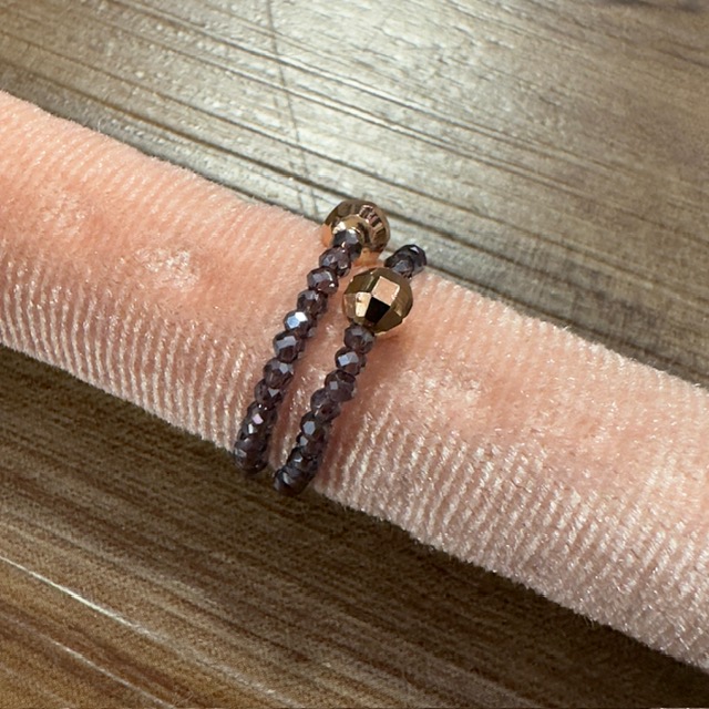 Lua Ring Elastisch - Lila Steine mit Roségold Perle