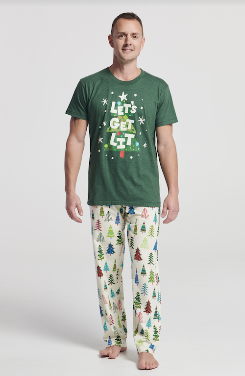Little Blue House Herren Jersey Pyjama Hose in Creme - Christmas Trees - Weihnachtsbäume Little Blue House Herren Jersey Pyjama Hose in Creme - Christmas Trees - Weihnachtsbäume