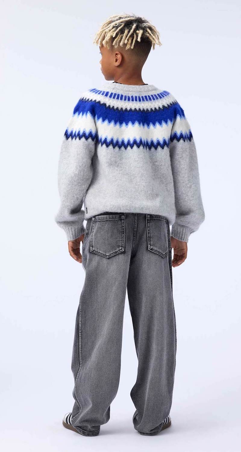 Molo Baes Norweger Wolle Pullover Strickpulli in Nordic Blues Grau & Brilliant Blau Molo Baes Norweger Wolle Pullover Strickpulli in Nordic Blues Grau & Brilliant Blau
