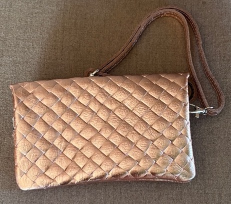 BFF Lattice Ledertasche Umhängetaasche Klein in Metallic Rosegold