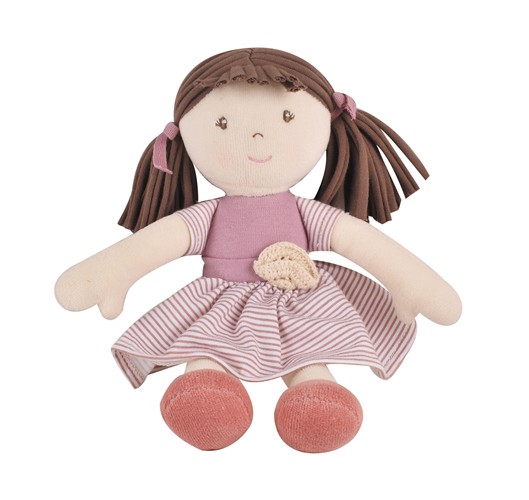 Tikiri Bonikka Puppe Lil Brook - Brunette mit rosa Kleid - Klein - 25 cm