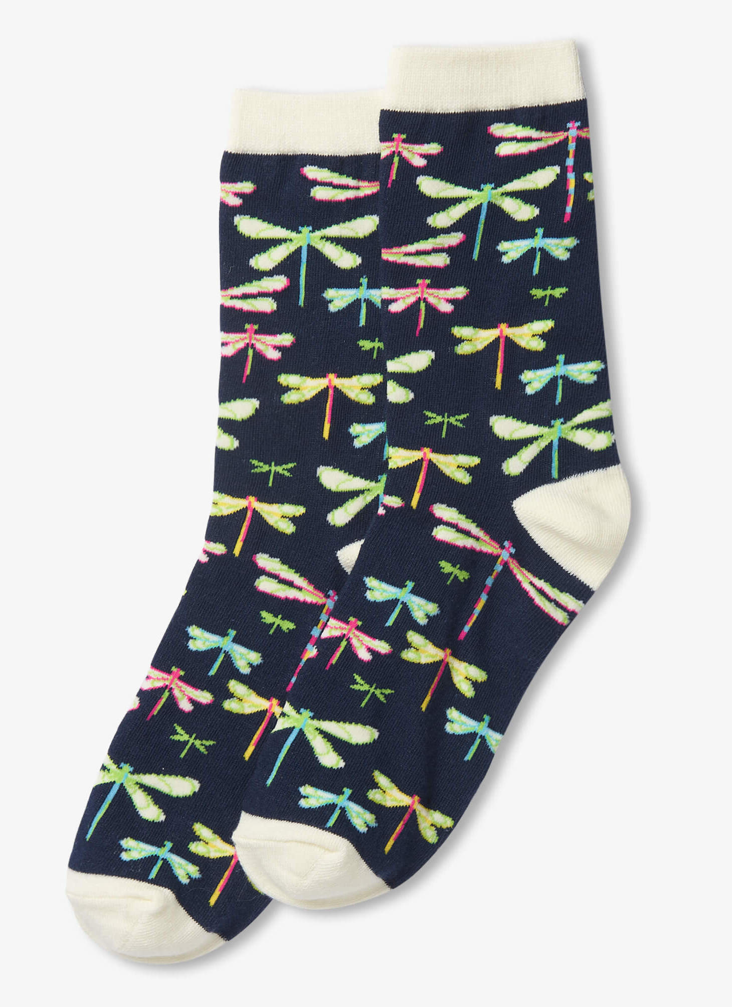 SO0DRAG006-1 Little Blue House Damen Socken in Navy - Dragonflies - Libellen