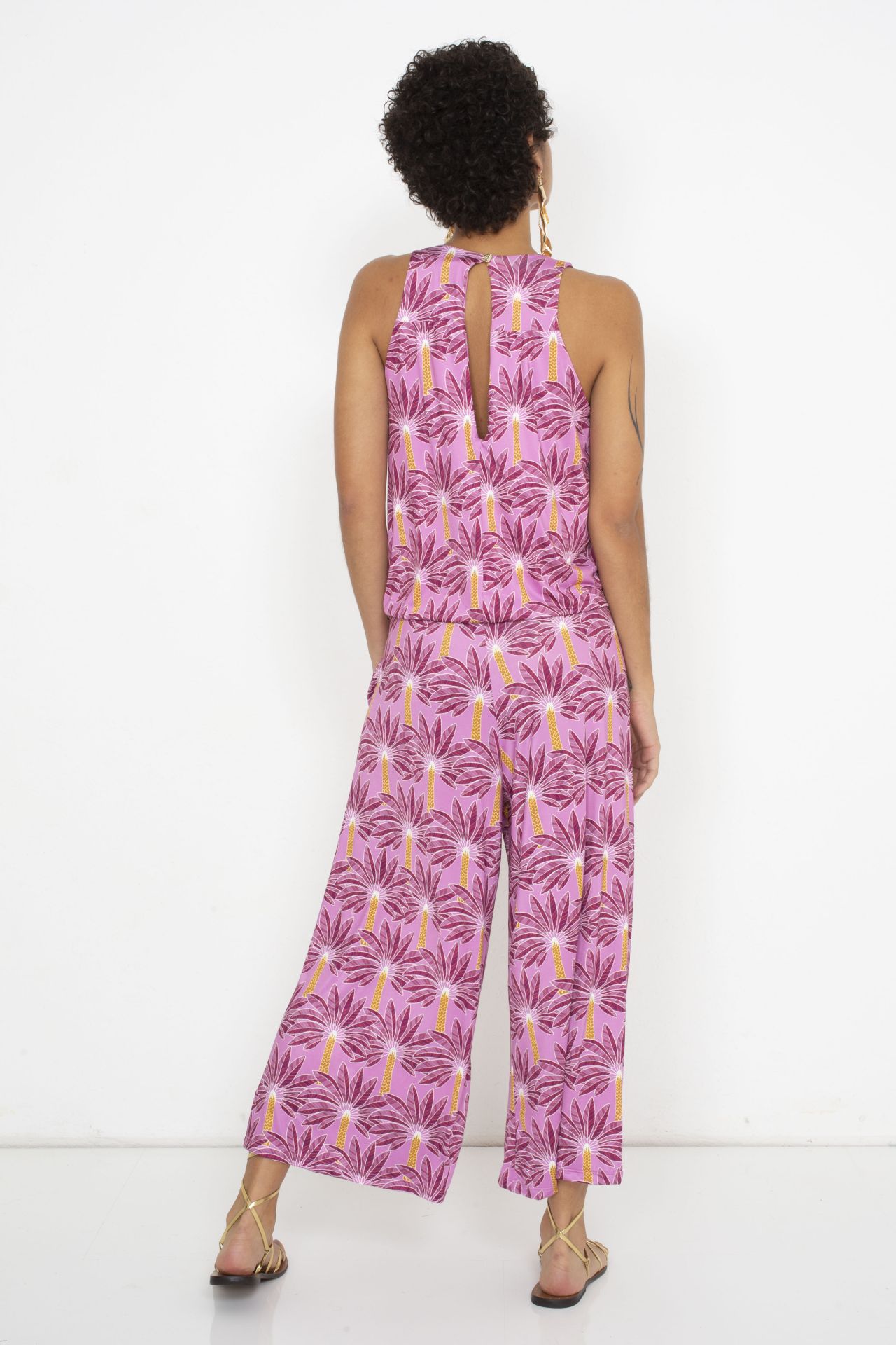 Marivie Good Choice! Jumpsuit Palms Magenta Jumper - Orchid Palmen - SALE