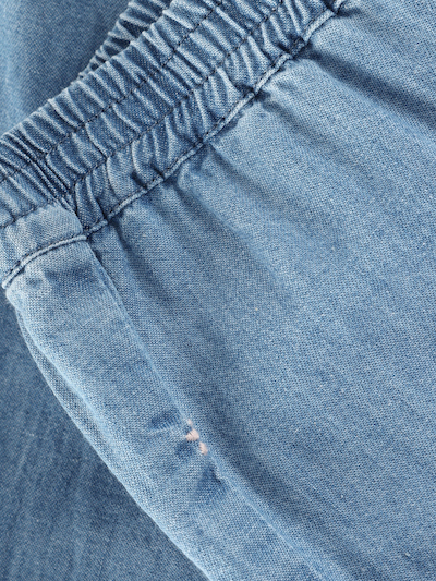 Minymo Baby Mädchen Chambray Jeans Hose mit Blumen Stickerei