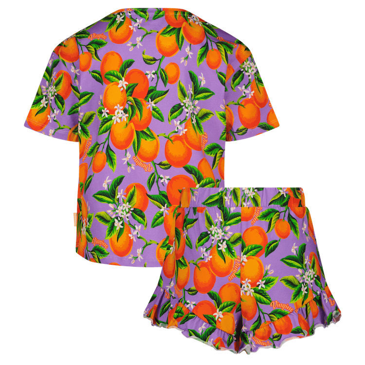 Vingino Pyjama Waranda in Lila mit Orangen