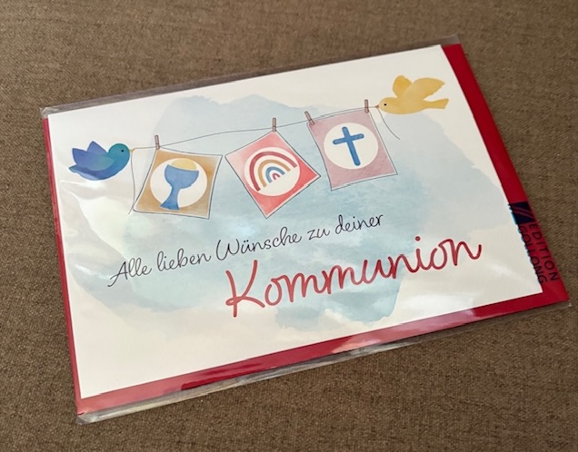 Edition Gollong Grußkarte zu Kommunion - Taube, Regenbogen Kreuz Edition Gollong Grußkarte zu Kommunion - Taube, Regenbogen Kreuz