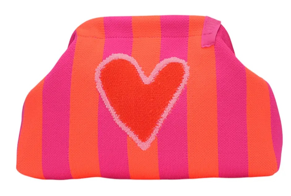 LOT83 Rebel Kulturtasche oder Clutch Emma - Pink Orange - Herz LOT83 Rebel Kulturtasche oder Clutch Emma - Pink Orange - Herz