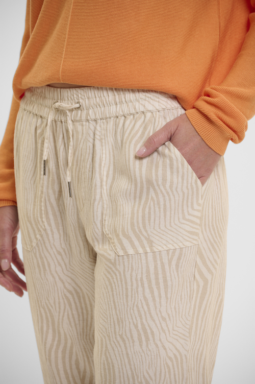 Rino & Pelle Gonzo Leinen Viskose Sommerhose in Birch Beige Zebra - SALE