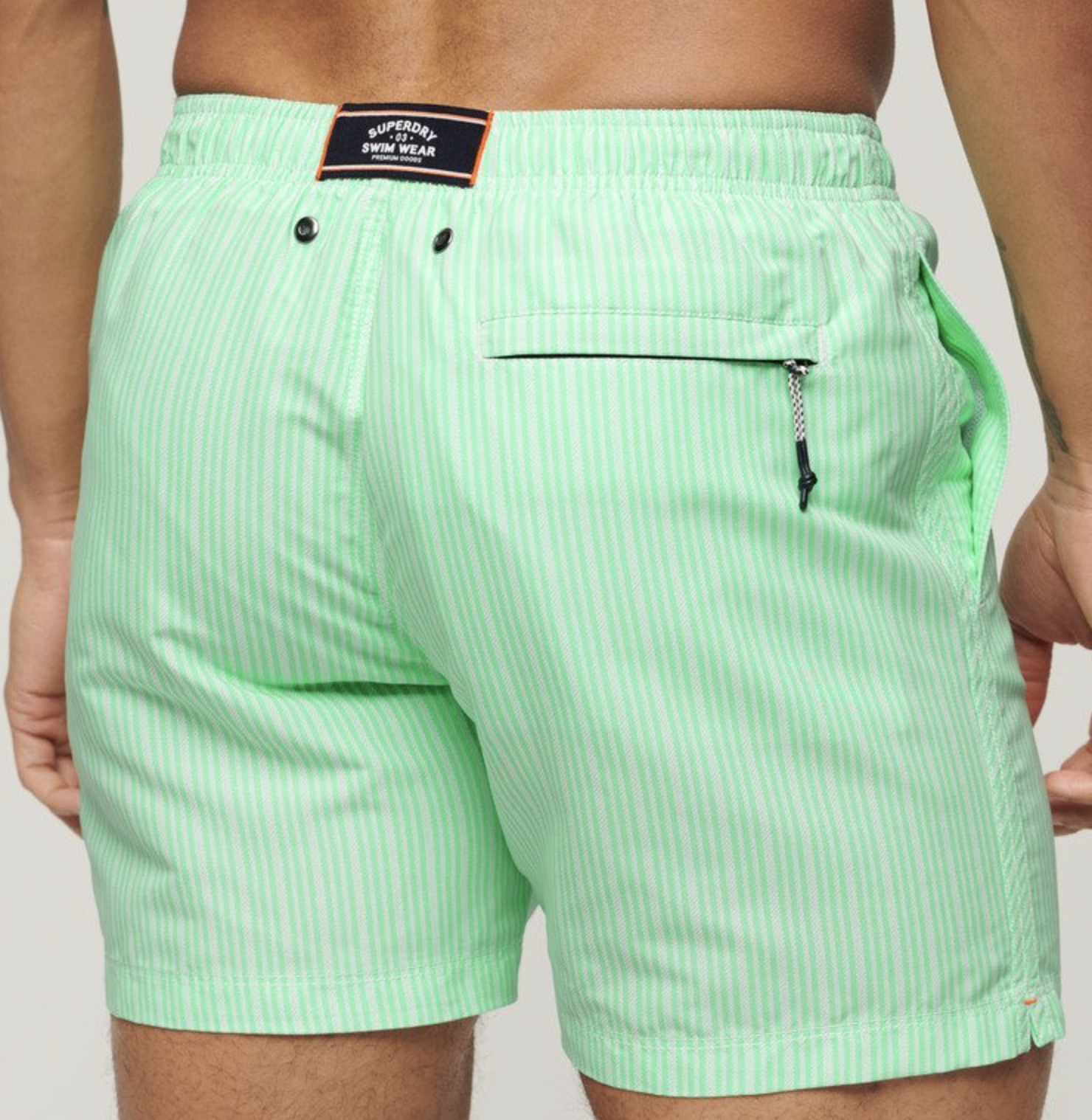 Superdry Badehose gestreift Mint/Weiß Superdry Badehose gestreift Mint/Weiß