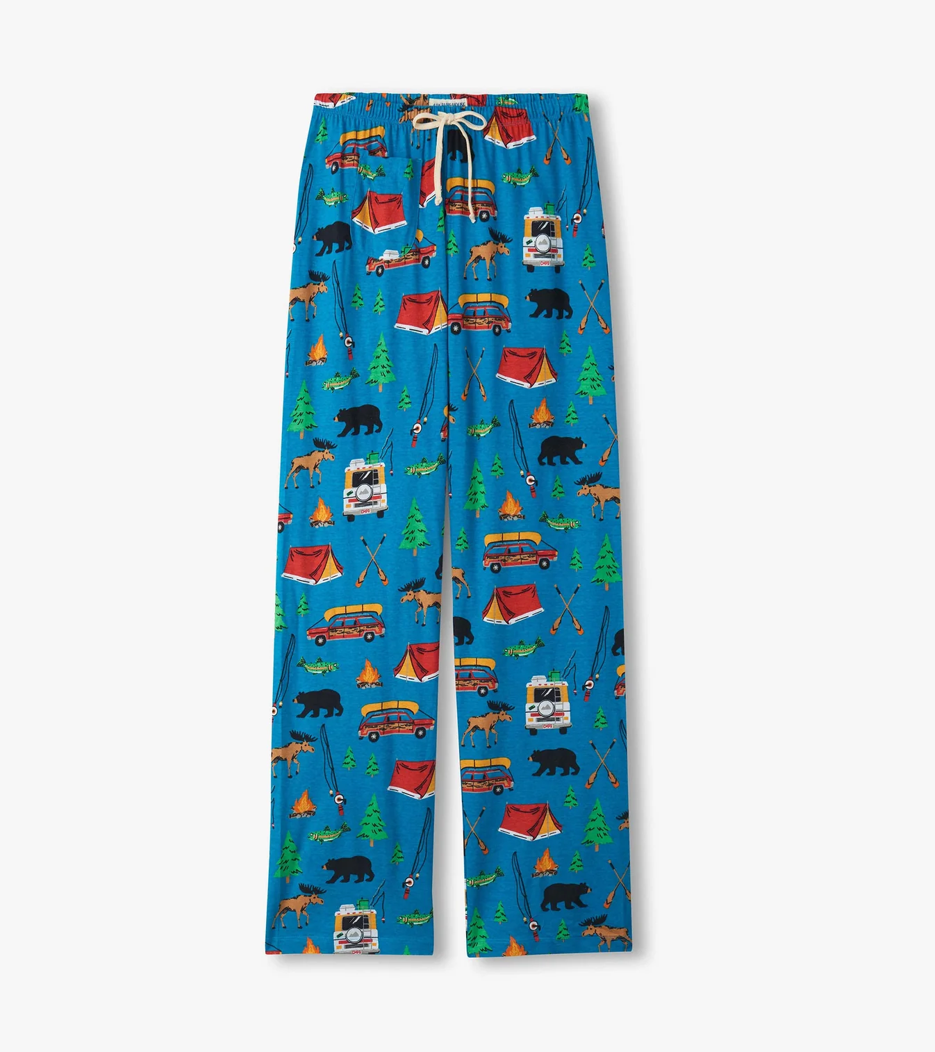 Little Blue House Lange Pyjama Hose in Blau - Retro Camping mit Bären Little Blue House Lange Pyjama Hose in Blau - Retro Camping mit Bären