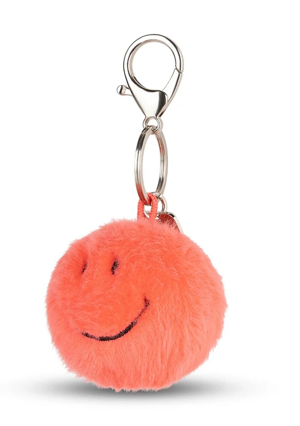 Bon Bon Toys Smiley Keychain Eco Fuzzy - Flauschig Schlüsselanhänger Smiley - Bright Coral