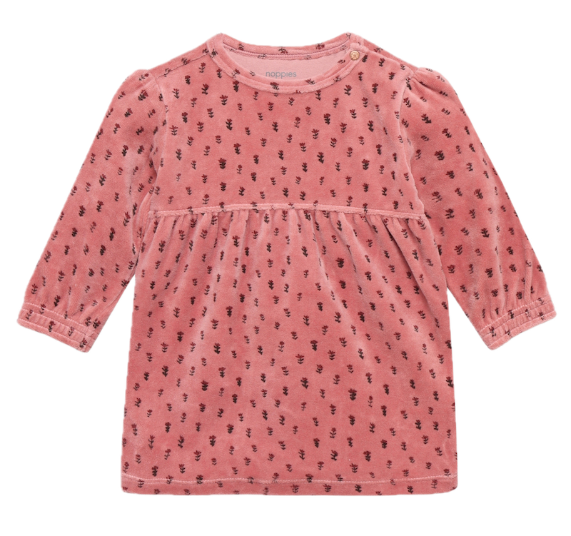 Noppies Baby Mädchen Velourskleid in Ash Rose mit Blumen Allover – Langarmkleid Noppies Baby Mädchen Velourskleid in Ash Rose mit Blumen Allover – Langarmkleid