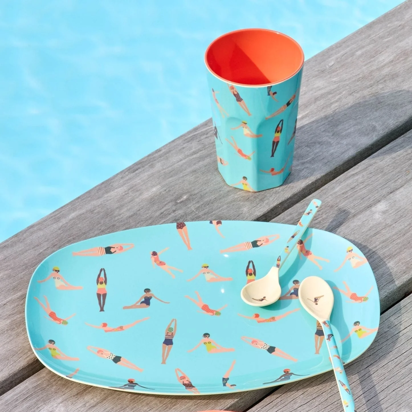 Rice - Groß Rechteckig Teller groß - Retro Swimster Print - Schwimmer Rice - Groß Rechteckig Teller groß - Retro Swimster Print - Schwimmer