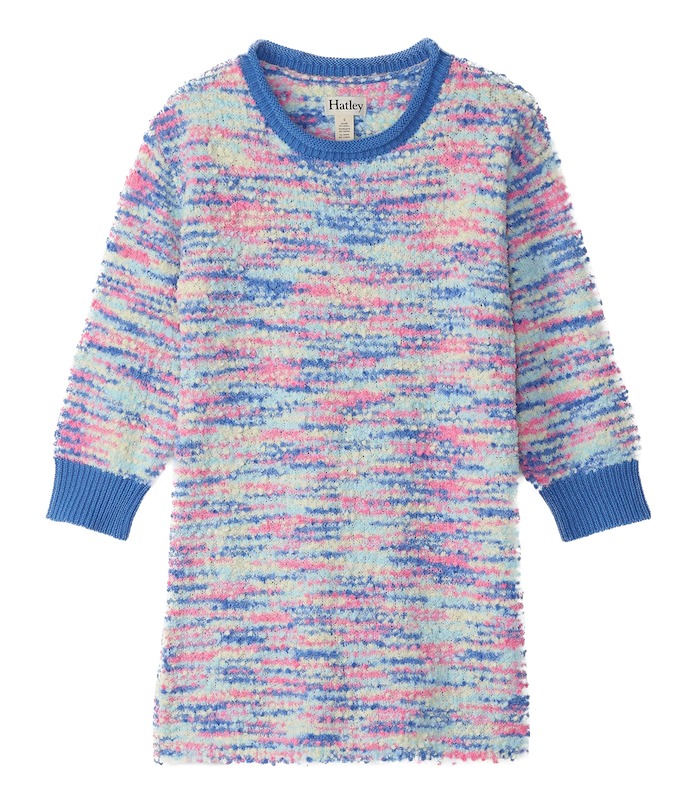 Hatley Blue Boucle Strickkleid Blau Multifarbe