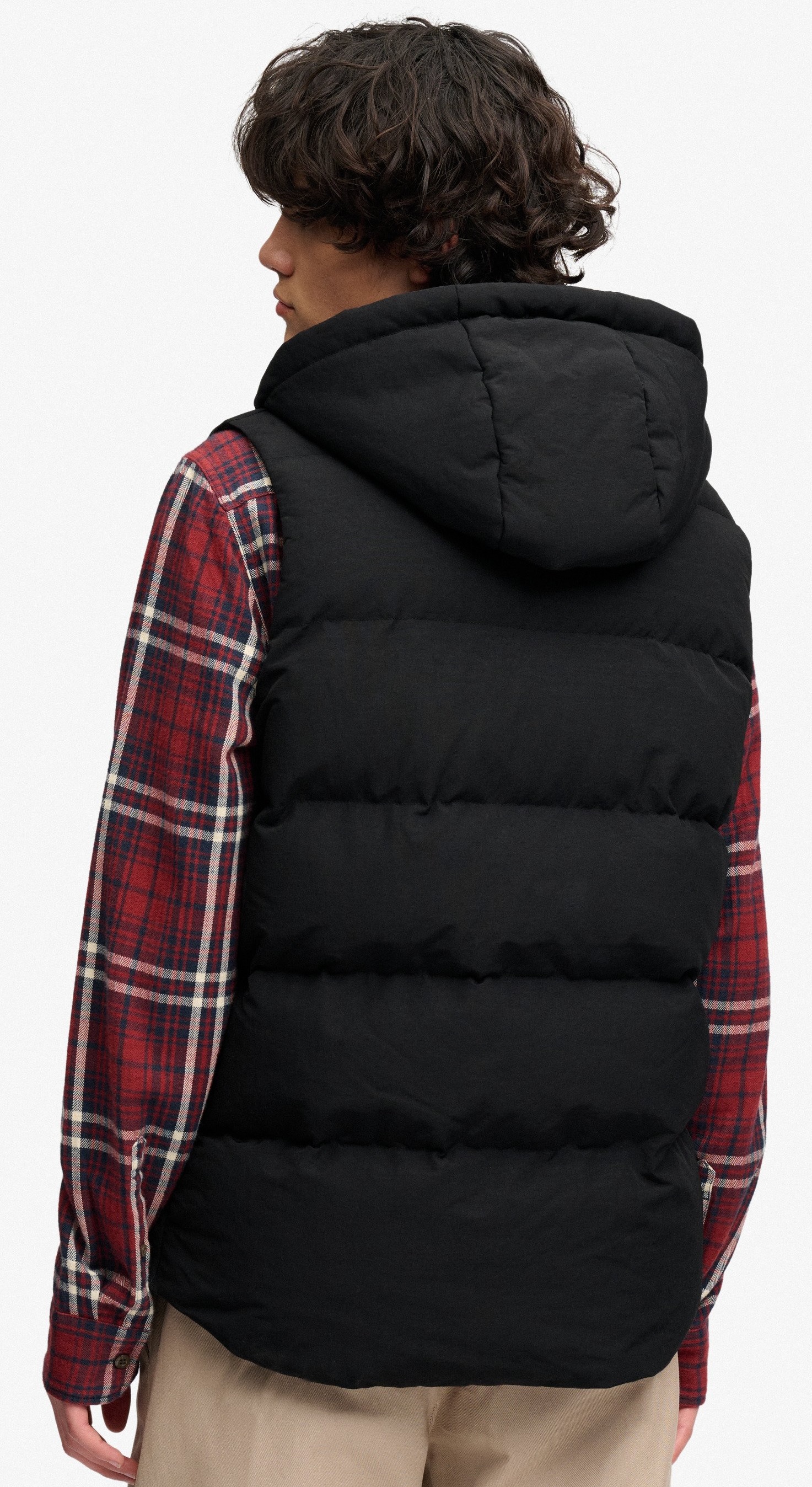 Superdry Herren Everest Kurze Weste mit Kapuze in Schwarz