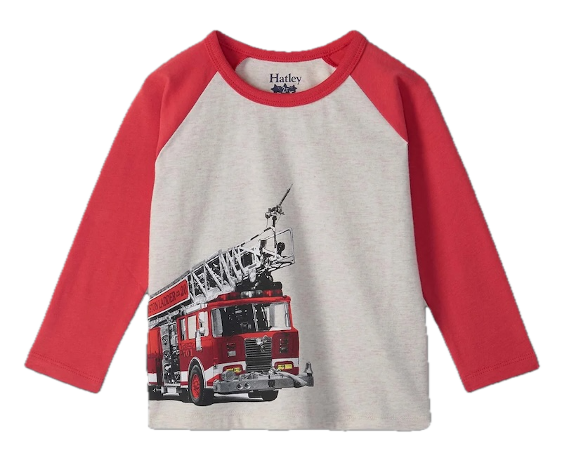 Hatley Langarm Raglan Shirt in Rot Firetruck - Feuerwehr Hatley Langarm Raglan Shirt in Rot Firetruck - Feuerwehr