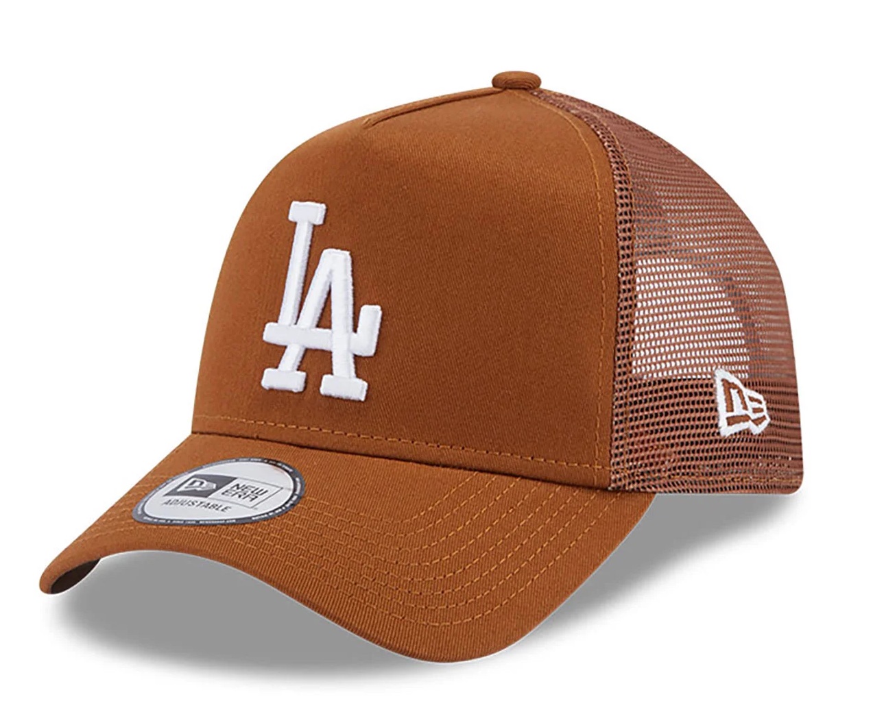 New Era LA Dodgers League Essential Trucker Cap in Cognac Braun