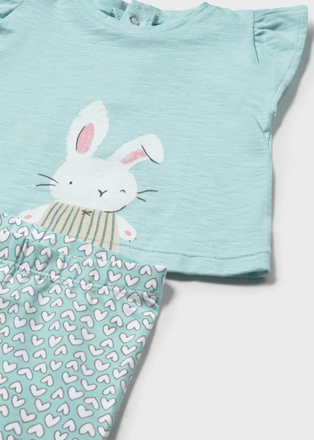 Mayoral Baby Set - T-Shirt in Aqua Blau mit Hase & Legging mit Herzen Allover Mayoral Baby Set - T-Shirt in Aqua Blau mit Hase & Legging mit Herzen Allover