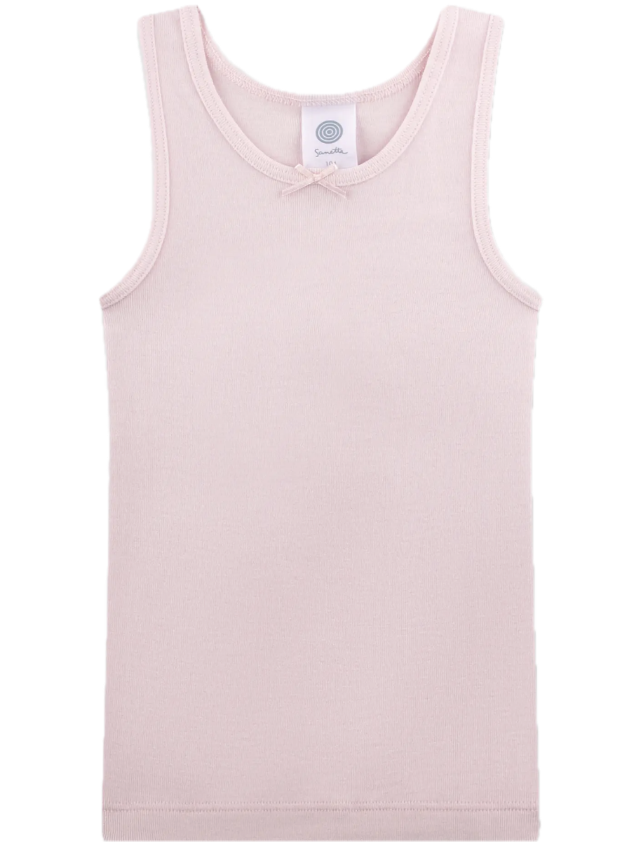Sanetta Mädchen Unterhemd 2er Pack - Rosa Uni & Rosa mit Vögel 