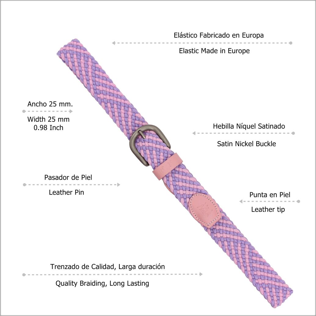 Acosta Kindergürtel Braided Belt - Geflochten Rosa & Flieder