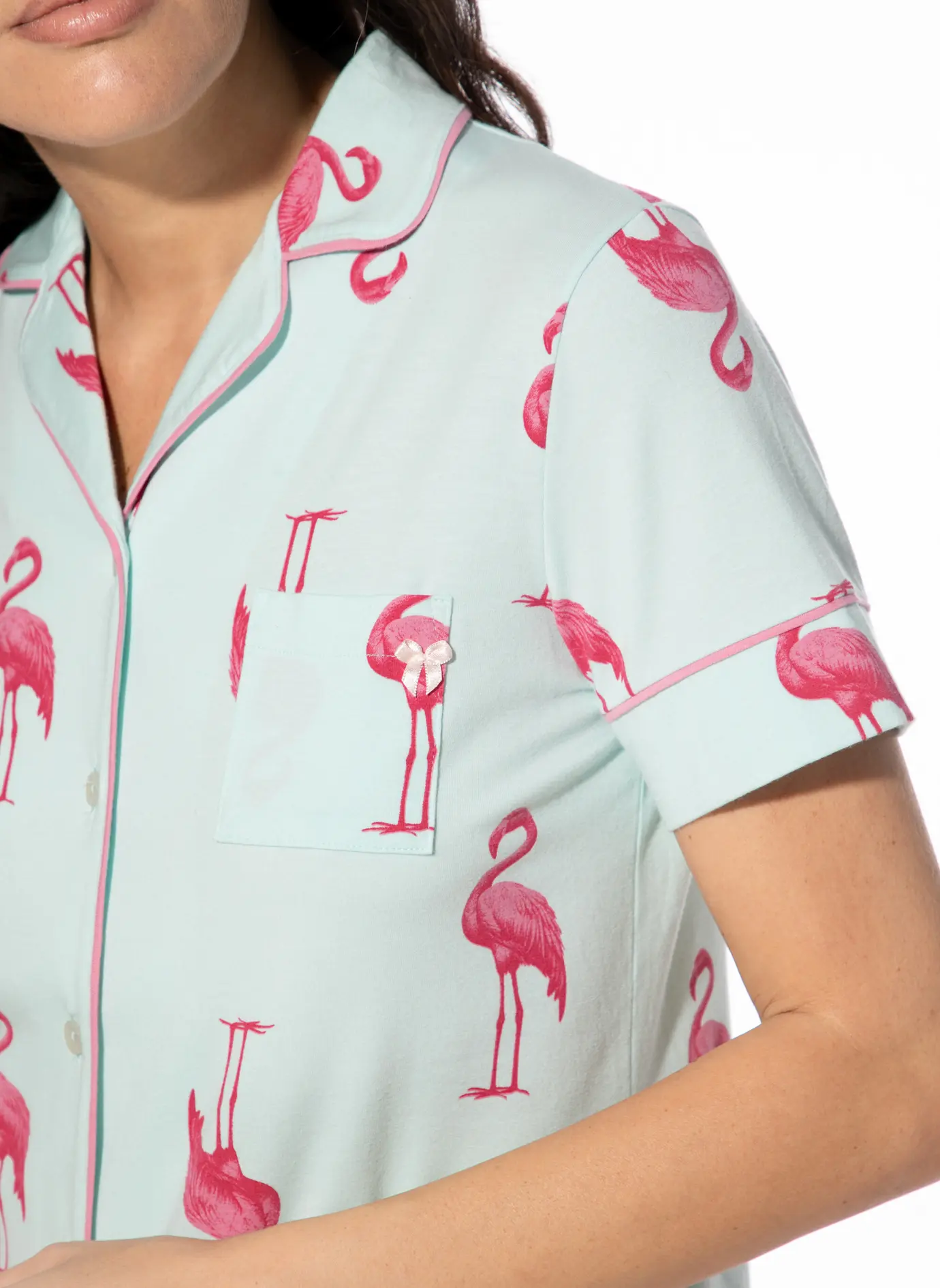 Short Stories by Sanetta Damen Schlafhemd – bequem & weich - Kurzarm Türkis Flamingo Short Stories by Sanetta Damen Schlafhemd – bequem & weich - Kurzarm Türkis Flamingo