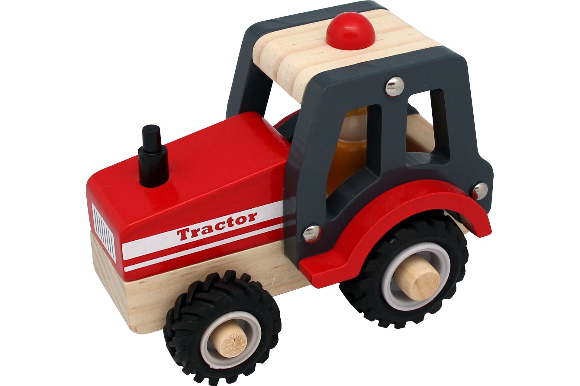 2438_lg Magni Traktor aus Holz mit Gummirädern