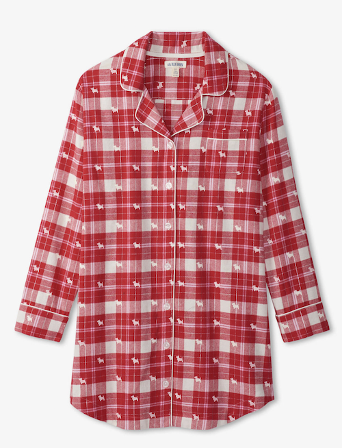 Little Blue House Damen Flannel Nachthemd - Rotes Karo mit Hunde