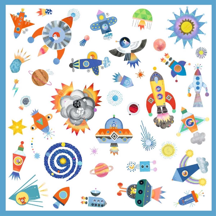 DJ09270-Sticker-Interstellar-3 Djeco Stickers Interstellar - Weltall & Rakete