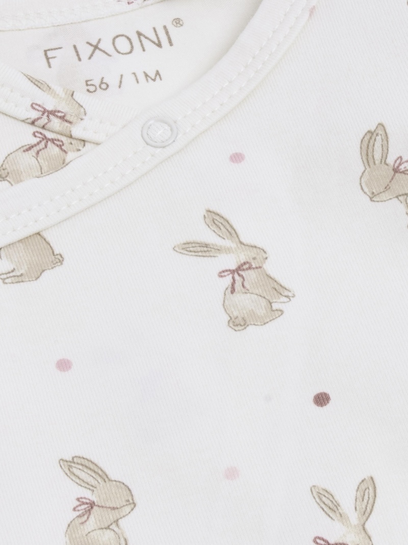 FIXONI Langarm Wickelbody in Pale Lilac - Hasen Allover FIXONI Langarm Wickelbody in Pale Lilac - Hasen Allover